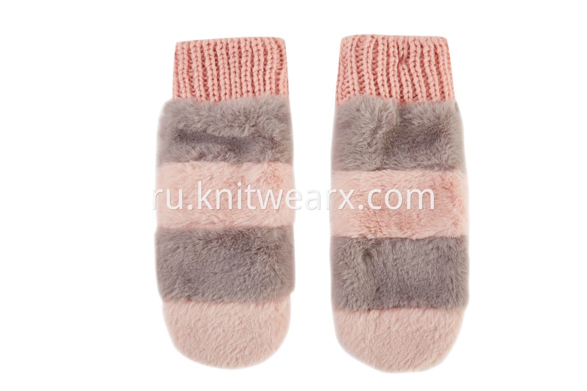 Girls' Winter Warm Mittens Color Block Knit Gloves